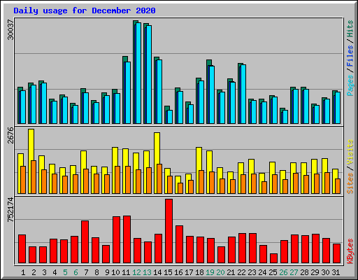 Daily usage for December 2020