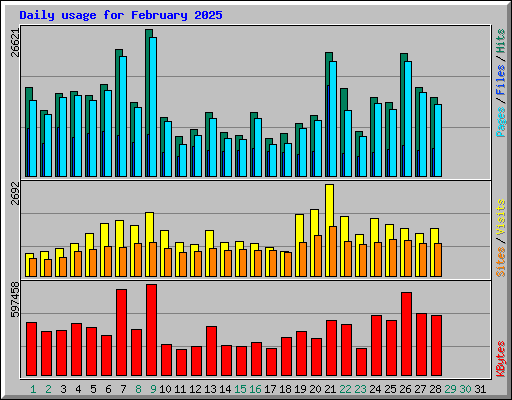 Daily usage for February 2025